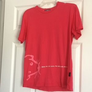 Women pink cotton T-shirt with cute slogan 🐱